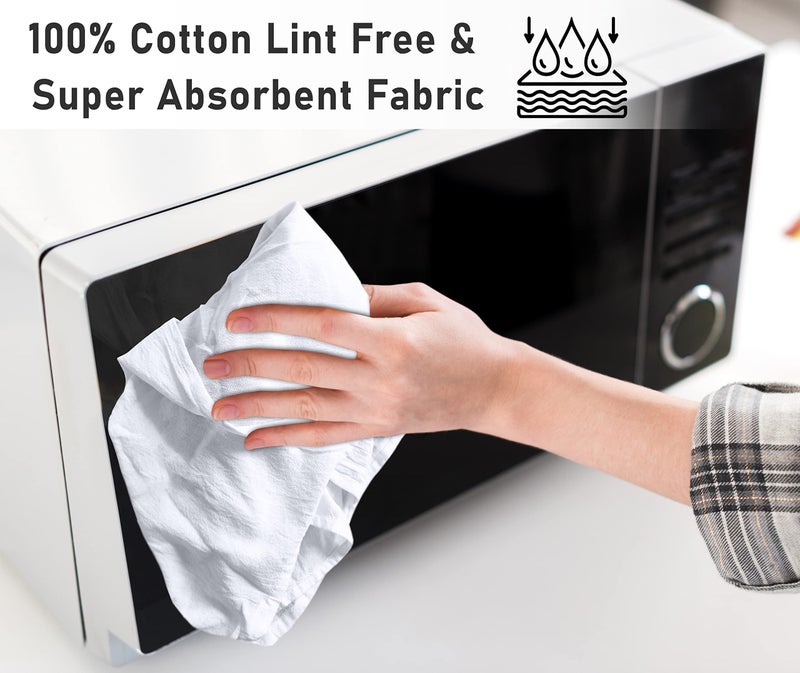 RUVANTI Flour Sack Towels 6 Pack 28x28 Inch, 100% Cotton Tea Towel, Reusable, Machine Washable, Absorbent BarTowels - Dish Cloth Perfect for Drying Dishes & Cleaning - White - Image 5